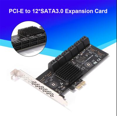PCIe SATA Адаптерная Карта Карта PCIe 12 Портов SATA 3 PCI Express X1 Карта Расширения