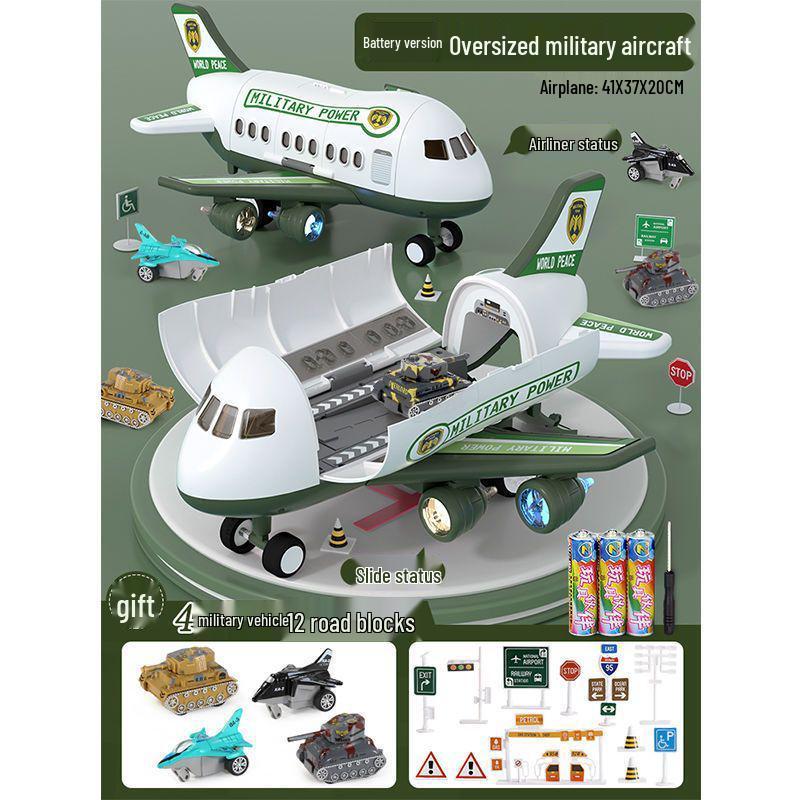 Extra Large Transforming Airplane Toy with Music and Storage Features for Kids