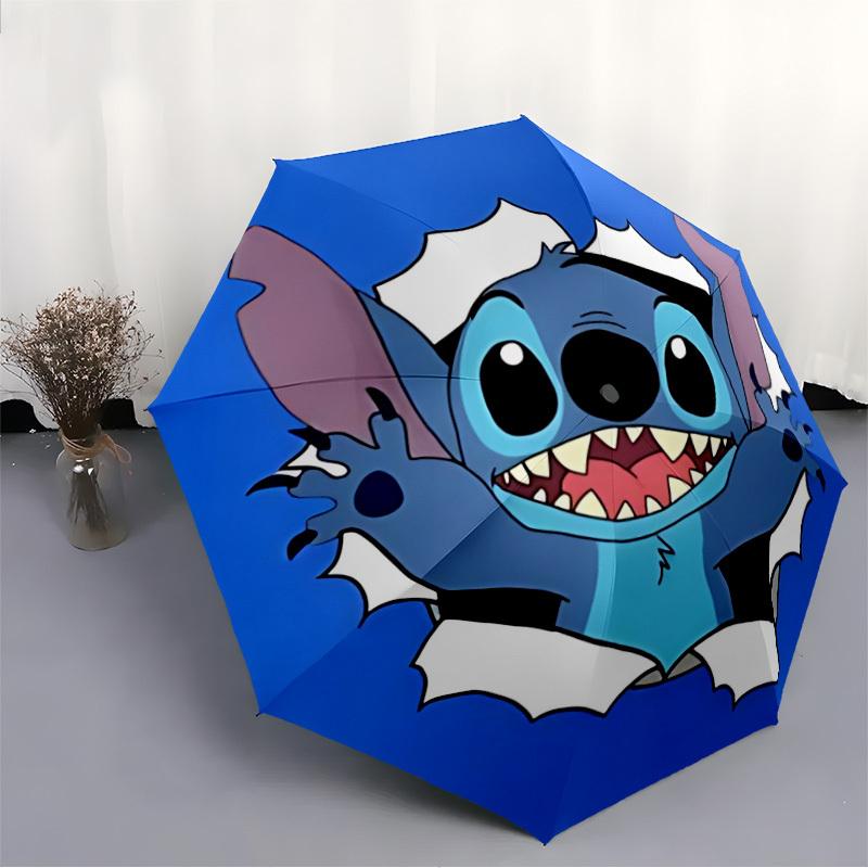 1pc Stitch Automatic Open/close, All-Season Portable Folding Umbrella for Women & Men, Travel, Everyday, Durable Frame yy250805010