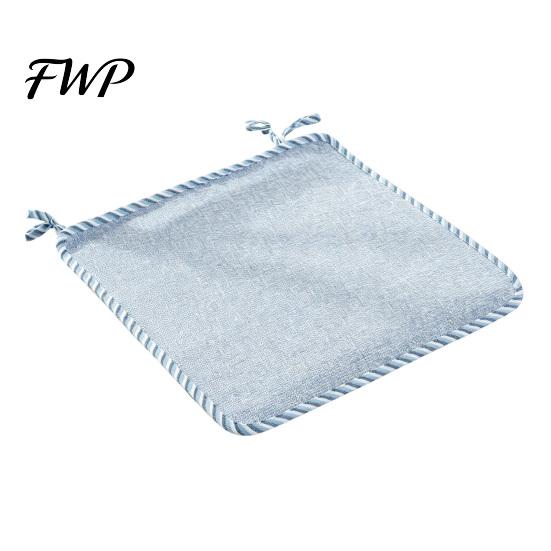 Retro Lace Trim Chair Mat Cotton Linen Pad with Ties, Striped Plaid Decorative Seat for Rattan Chairs Trim, Breathable Dining Office Summer