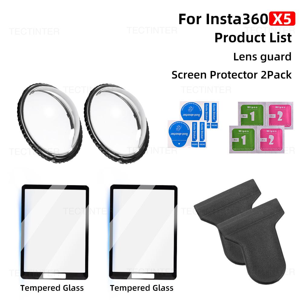 Tempered Glass Film For Insta360 X4 X5 Screen Protector Anti-Scratch Lens Guard Cap Protective Kit 360°Video Camera Accessores 4