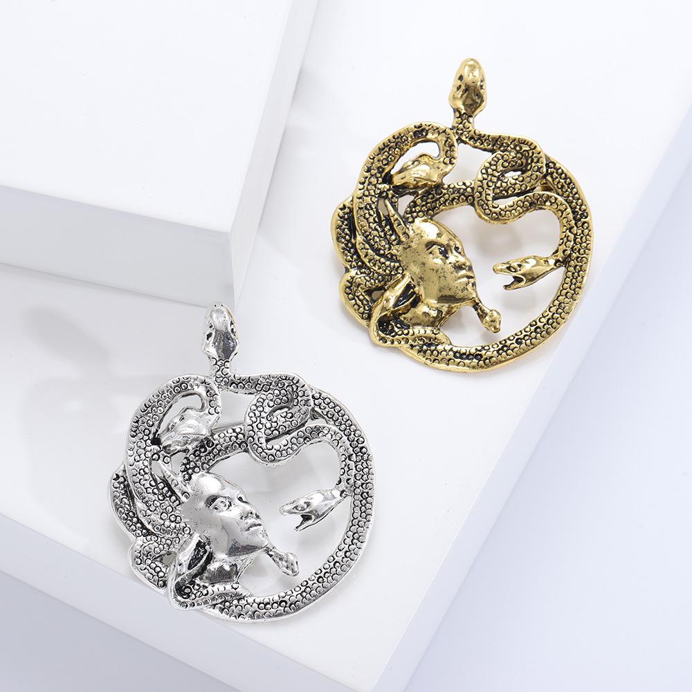Vintage Medusa Head Brooch Personalized Clothing Pin Versatile Clothing Suit Women'S Accessories