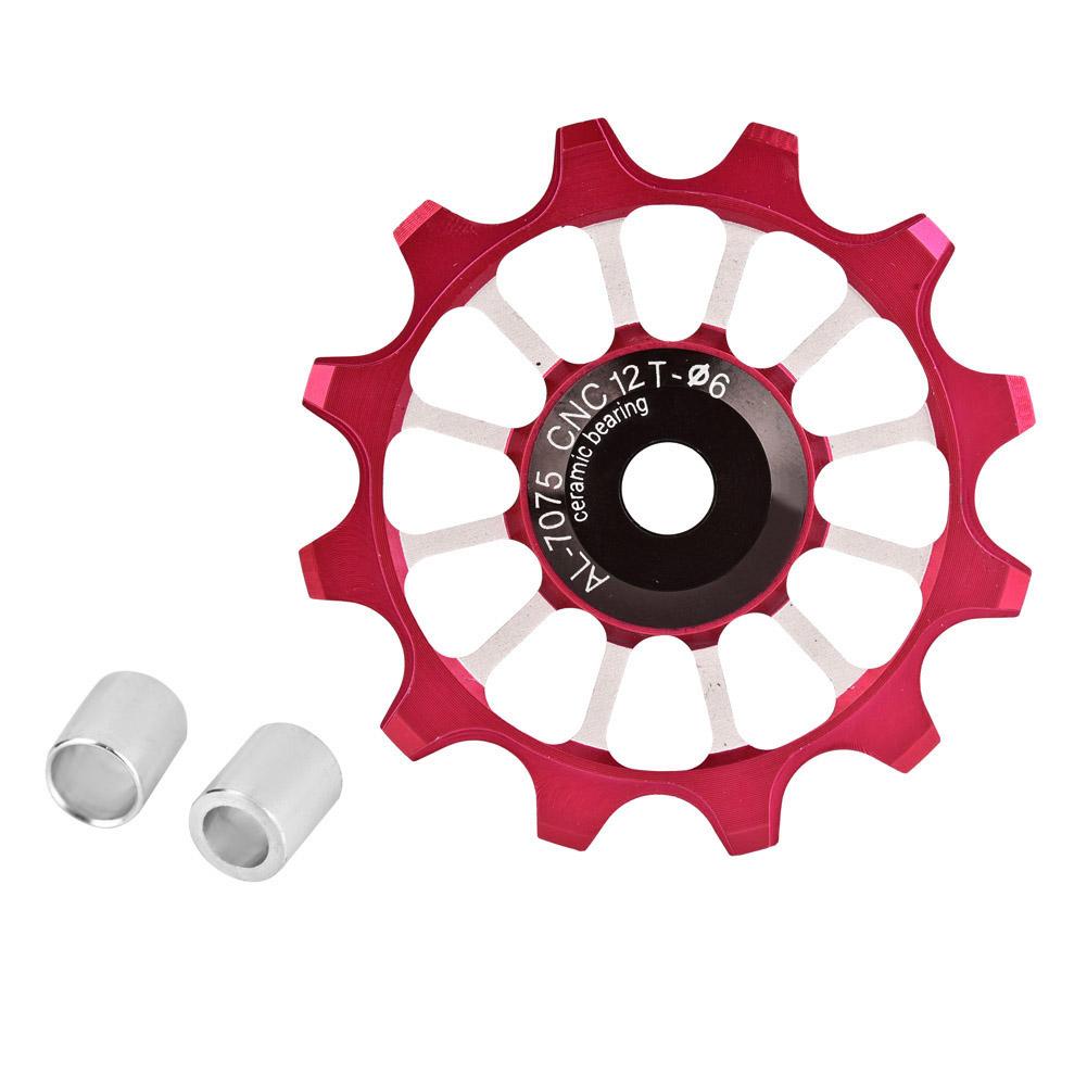 MEIJUN Ceramic Bearing Aluminum Alloy Bicycle Bike Rear Derailleur Pulley Guide Wheel (Red)