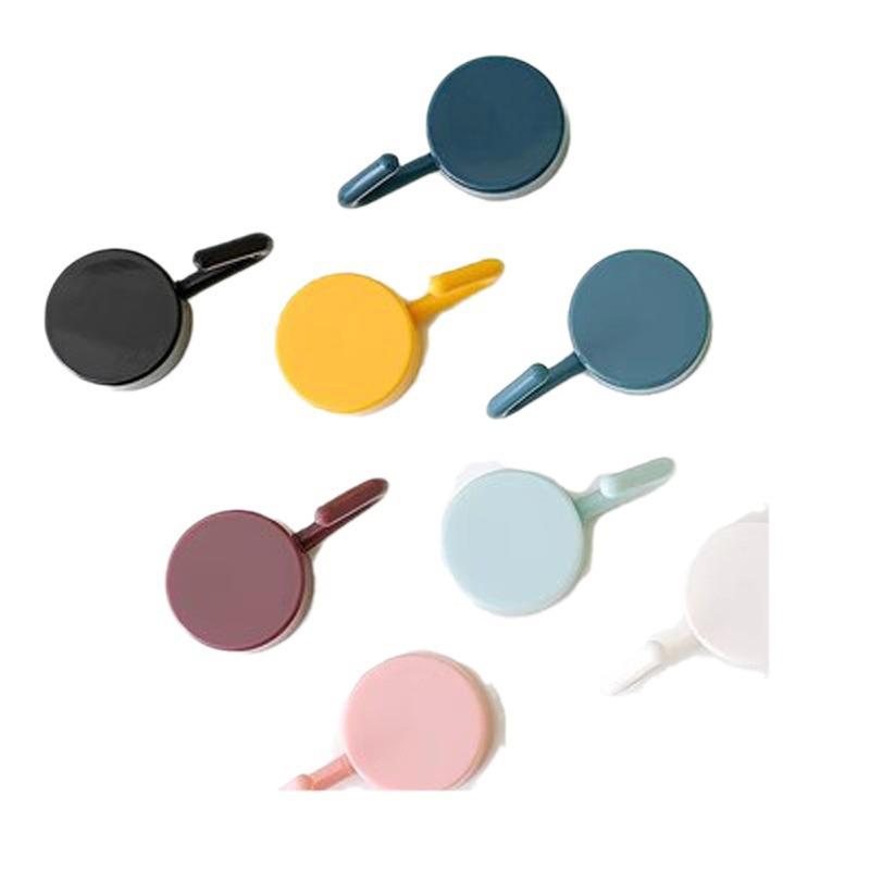 Solid Color Seamless Adhesive Hook - Strong, Punch-Free Wall Hook for Bathroom, Kitchen, and Dormitory
