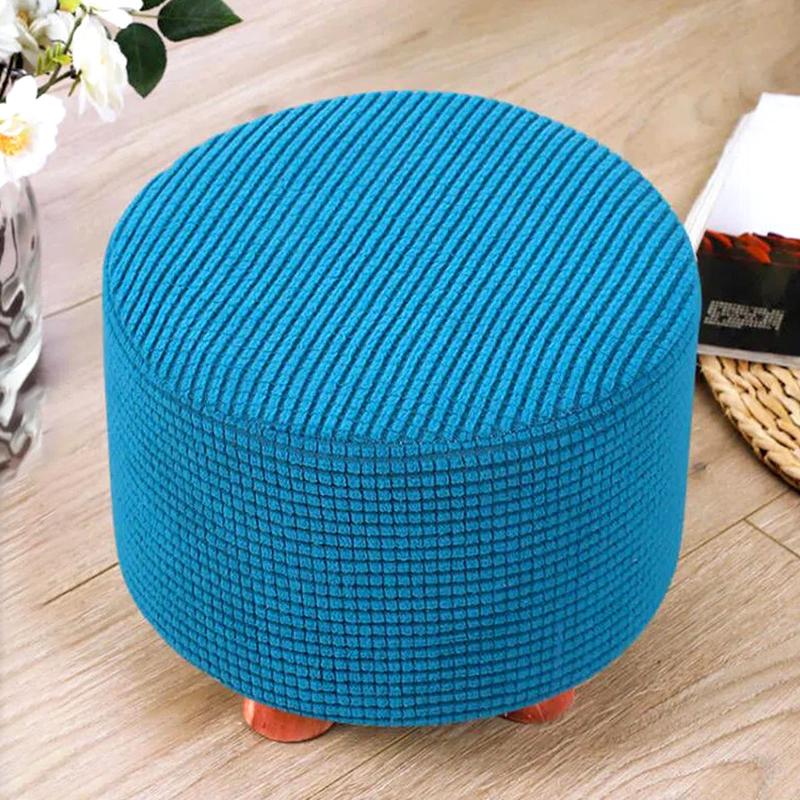 1 шт. Круглый чехол на сиденье Эластичный протектор Мягкий пуф Табурет Съемный фланелевый чехол для табурета Подставка для ног