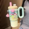 800ml Cartoon Doll Straw Thermos Cup Stainless Steel Insulated Water Cup  Office