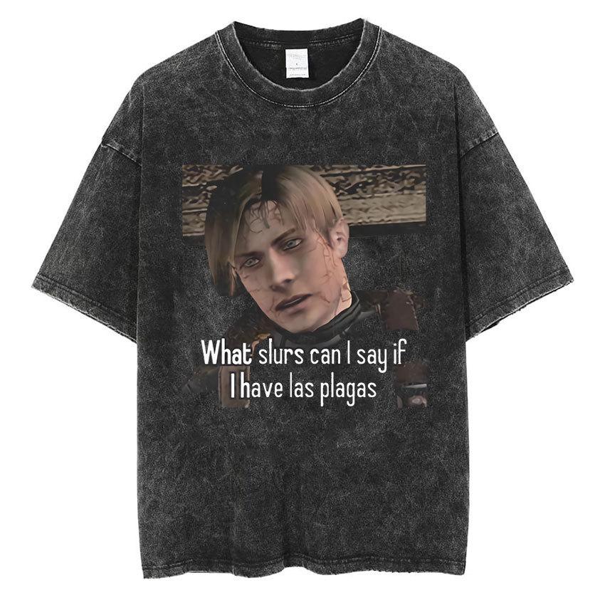 Vintage Washed Leon S Kennedy Resident Evil 4 T-Shirt Men And Women