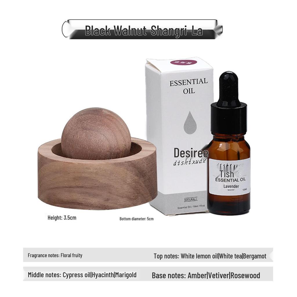 Round Wood Aromatherapy Diffuser - Long-Lasting Essential Oil and Car Fragrance Ornament for Home and Bedroom.