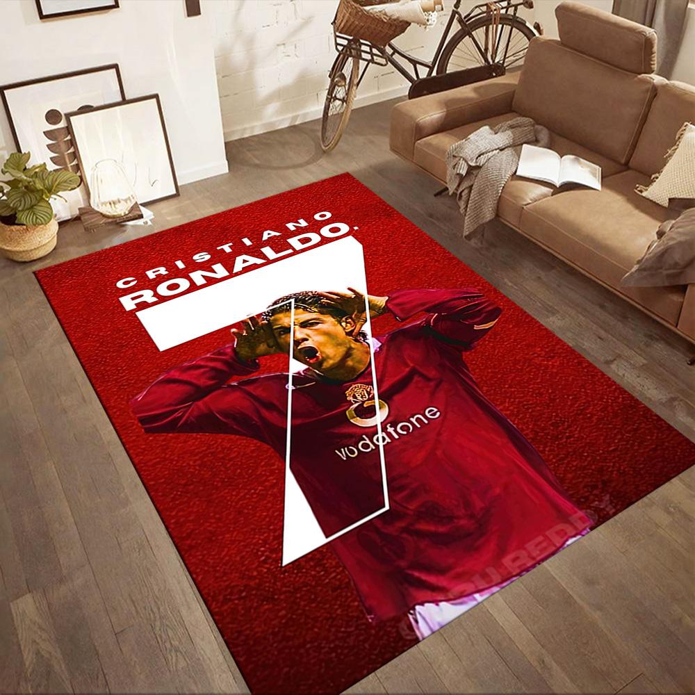 Ronaldo's Iconic Number Seven Square rugs are a great choice for living rooms, bedrooms, home décor, and as gifts.