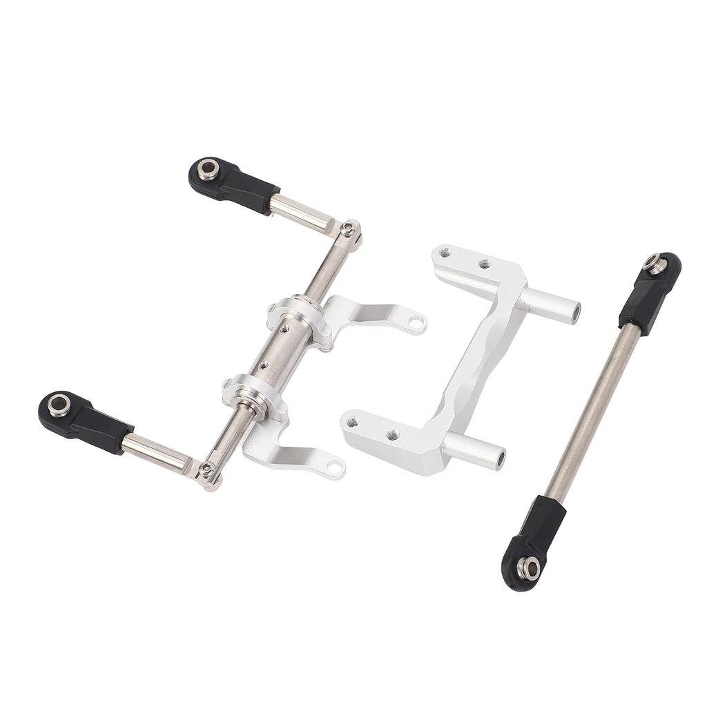 1 10 RC Servo Mount with Hydraulic Steering Link Aluminum Alloy Lightweight Adjustable Damping for SCX10 Models Silver