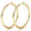 14K Chunky Gold Plated Hoop Earrings for Women 925 Sterling Silver Post Hollow Tube Hoops Earrings 4mm Thick Hoop Earrings Hypoallergenic
