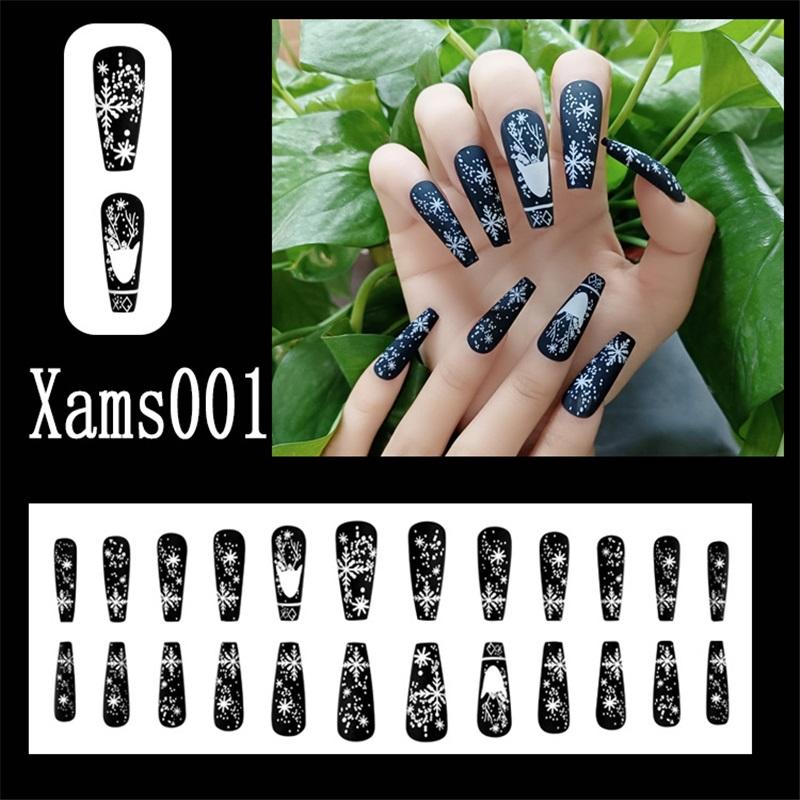 Winter Sweet Cartoon Christmas Wearing Nails Snowflake Santa Claus Nail Art Fake Nail Patch Christmas Collection