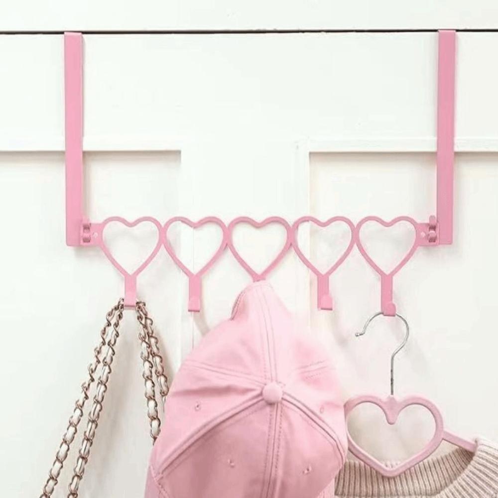 Detachable Wall Mount Towel Hanger Pink Door Holder Organizer Over The Door Hooks Bedroom