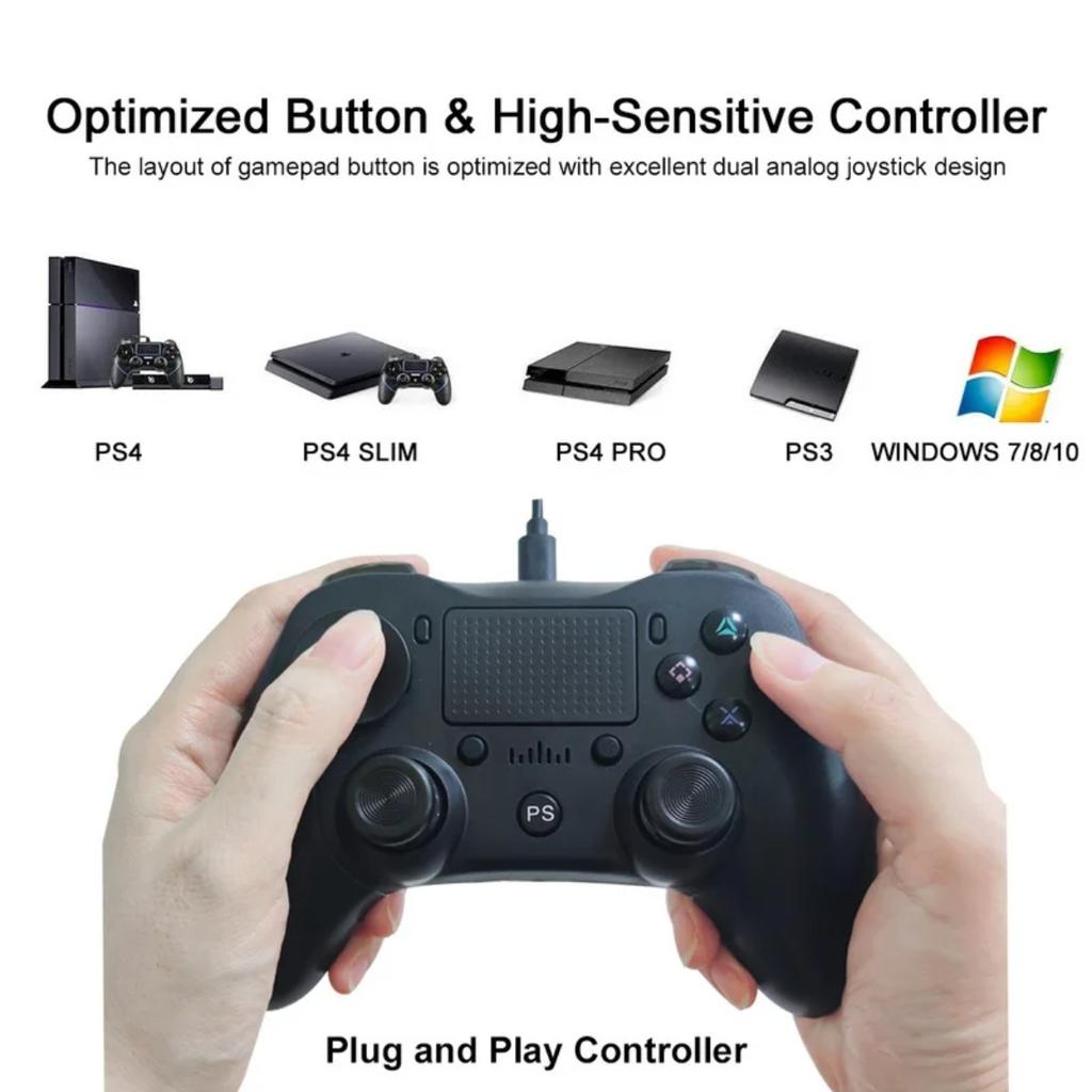 Проводной USB-геймпад для PS3/PS4/Android/ПК, контроллер-джойстик с двойной вибрацией, для игрового контроллера PS4