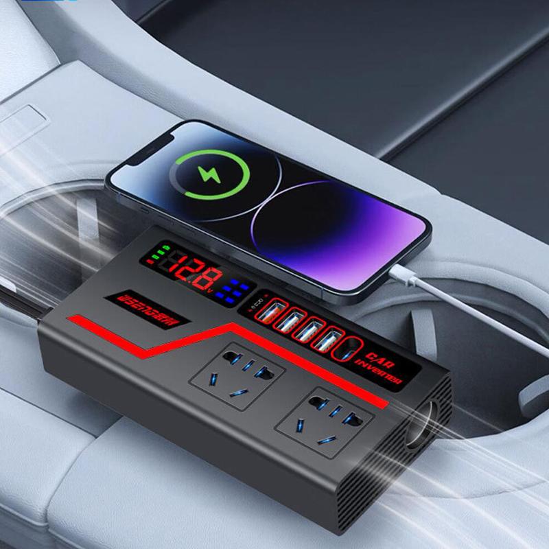 1 шт. Автоаксессуары USB-зарядные устройства Отображение напряжения Автомобильный инвертор Автомобильная розетка USB Быстрая зарядка 200 Вт Адаптер питания Qc 3.0
