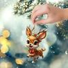 Christmas Elk Ornament Flat Acrylic Hanging Decoration Cartoon Deer Festive Pendant for Christmas