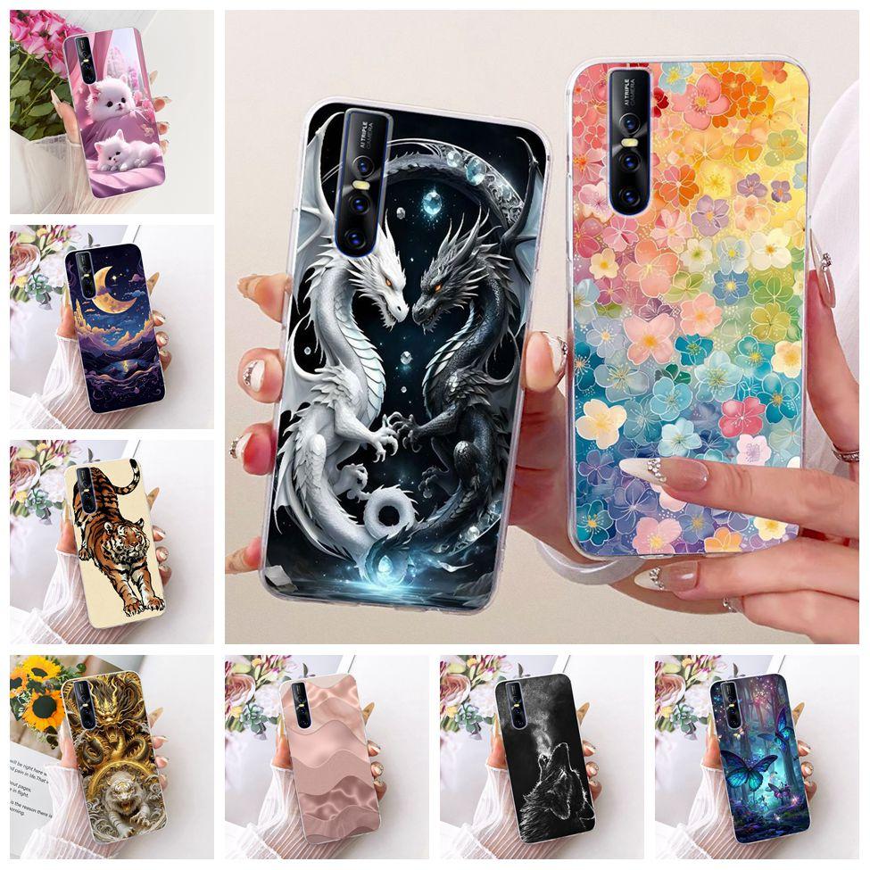 Casing For Vivo V15 Pro Cover Transparent Cute Cat Fashion Butterfly Funny Painted Phone Case For Vivo 1818