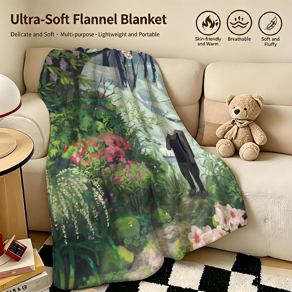 anime M-Mushishi-i Throw Warm Soft Flannel Blanket, Multi-use for Sofa Bed Camping Travel Nap