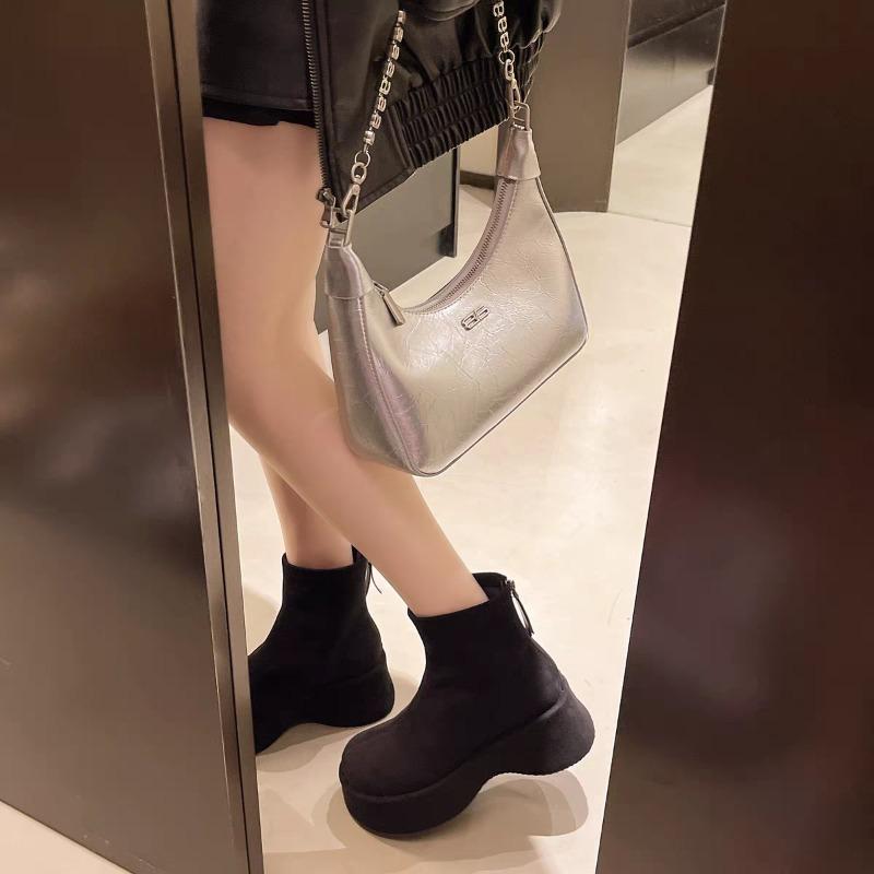 Женские ботильоны на высоком каблуке Модные туфли на платформе из замши Спортивные зимние короткие ботинки 2025 Дизайнерские платья Botas Mujer De Zapatos