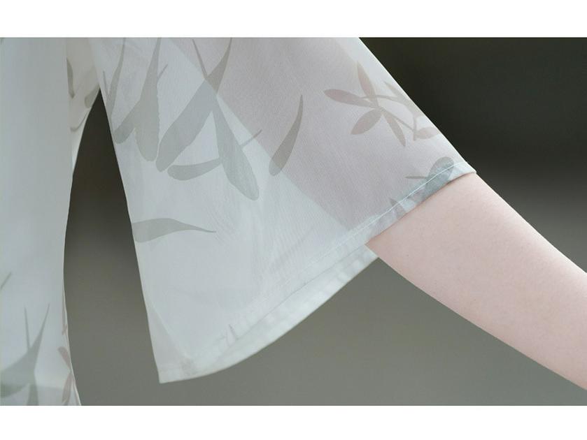 Ретро костюм в китайском стиле с принтом, воротником-стойкой, костюм Тан, ханьфу, ципао, топ и набор для чайной церемонии