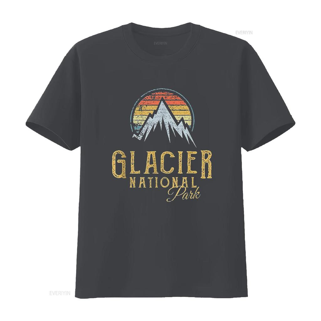 Womens Vintage Glacier National Park Summit T Shirt vintage Washed fashion homme Versatile Stylish Top For Everyday Wear
