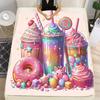 Flannel Throw Blanket Whimsical Ice Cream & Sweets Fantasy,suitable for sofas,beds,offices,travel,camping chairs,warm blanket