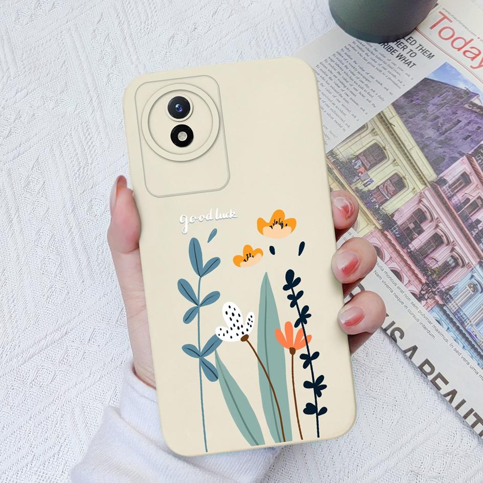 Чехол для Vivo Y02 Y02S Y91C Y11 Y12 Y70 Y72 Y73 Y20 Y51 Y16 Модный защитный цветок авокадо Жидкий силиконовый бампер для чехлов для телефонов Vivo Coque Fundas