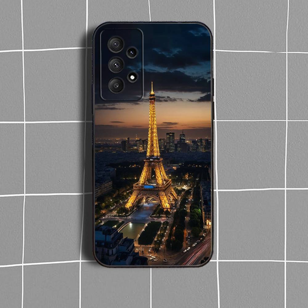 P-Paris ArtS E-Eiffel Tower Phone Case For Samsung Galaxy A 91,80,73,72,71,53,52,51,22,5G Shockproof Soft Black Cover