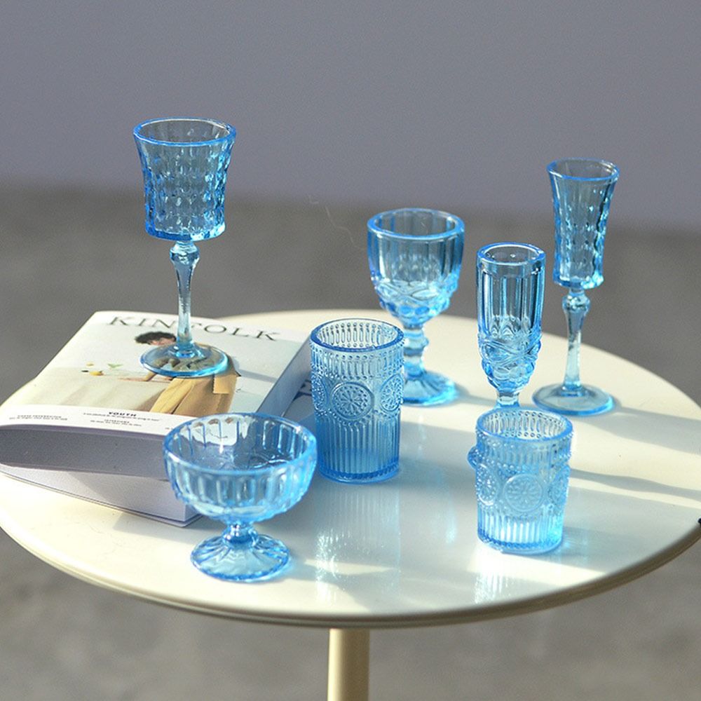 7PCS Сцена Модель Кукольный Домик Стакан Для Воды 1/6 Масштаб Кукольная Посуда Миниатюрный Бокал Для Вина Кукольный Домик