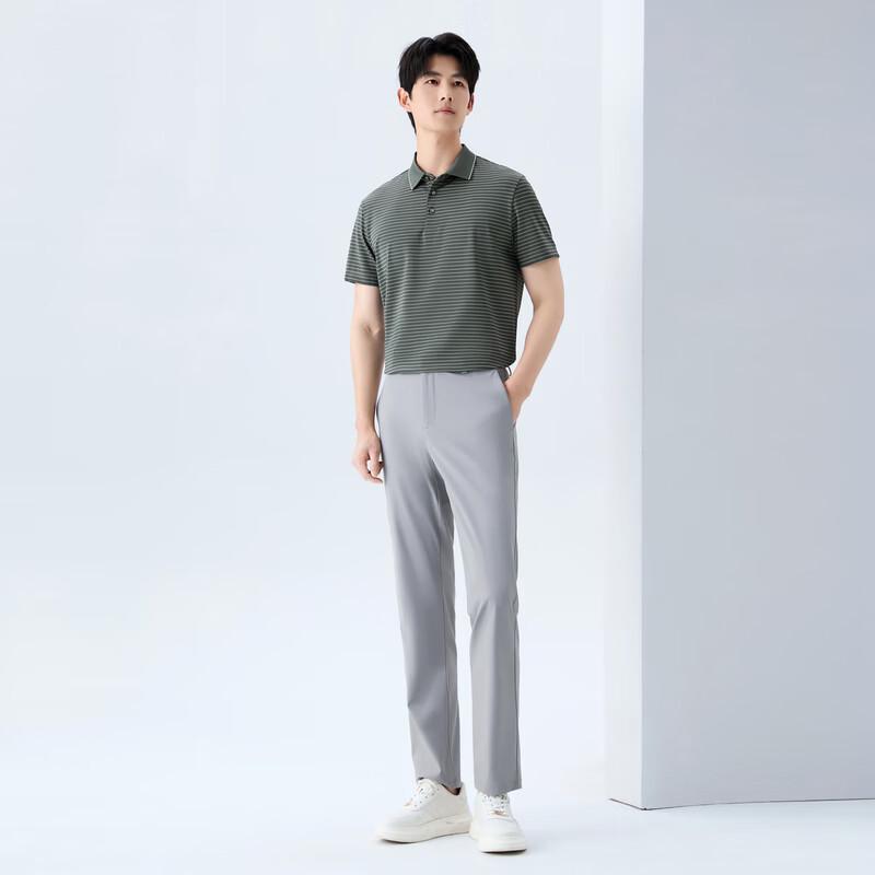 SEVEN Striped Cool-Feel Sun Protection Short Sleeve Polo Shirt