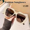 Retro Double Bridge Cat Eye Sunglasses Women'S Fashion Casual Uv400 Glasses Men'S Popular Matte Large Full Frame Sunglasses