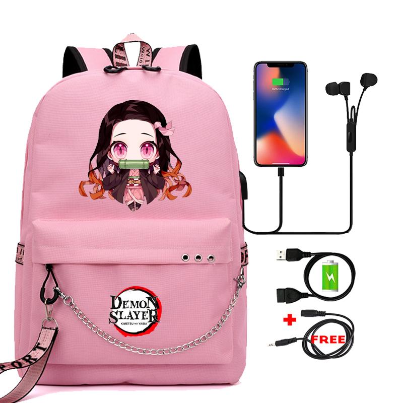 Аниме Demon Slayer Nezuko Bookbag Подростковый рюкзак Школьные ранцы для мальчиков и девочек Mochilas Мультяшный принт Сумка для ноутбука Снова в школу Рюкзак