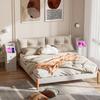 Wood Bedside Table 3 Drawers Adjustable Brightness With Charging Station 2AC/2USB Space Saving Side Cabinet Desk Nightstands