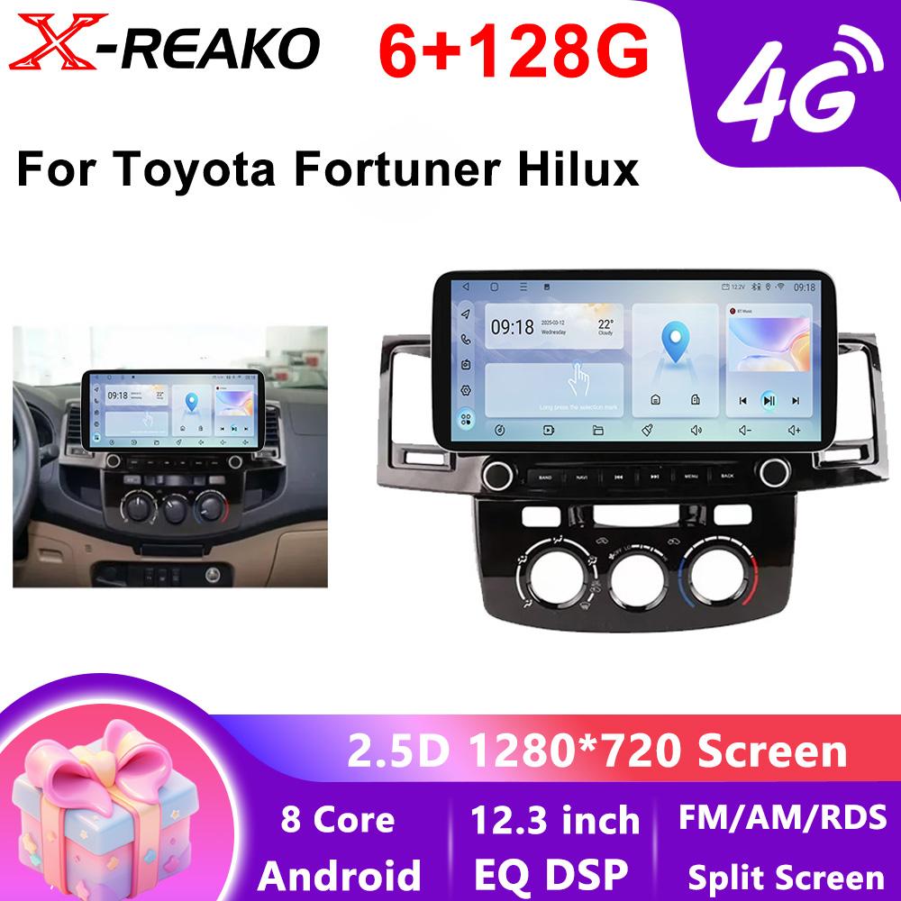 Android QLED экран 12,3 дюйма DSP RDS для Toyota Fortuner Hilux автомобильный радиоприемник мультимедиа видеоплеер GPS Carplay стерео 4G 5G WIFI