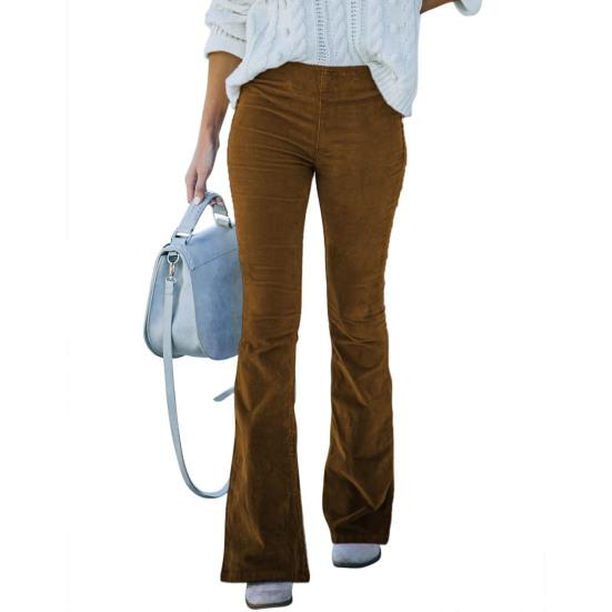 Эластичный пояс, высокая талия, сплошной цвет, карманы, расклешенные брюки, осень-зима, широкие вельветовые брюки-клеш, уличная одежда
