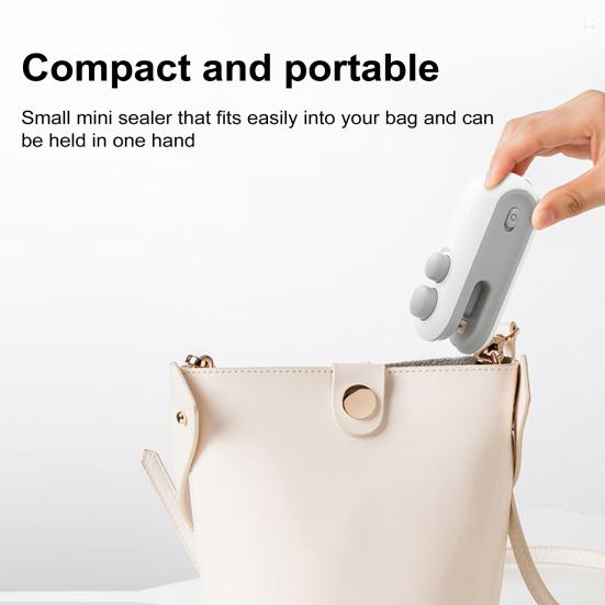Mini Bag Sealer 2-in-1 Rechargeable Bag Sealing Machine for Snack Bags Portable Handheld Food Sealer Heat Sealing Cutting Plastic Bag