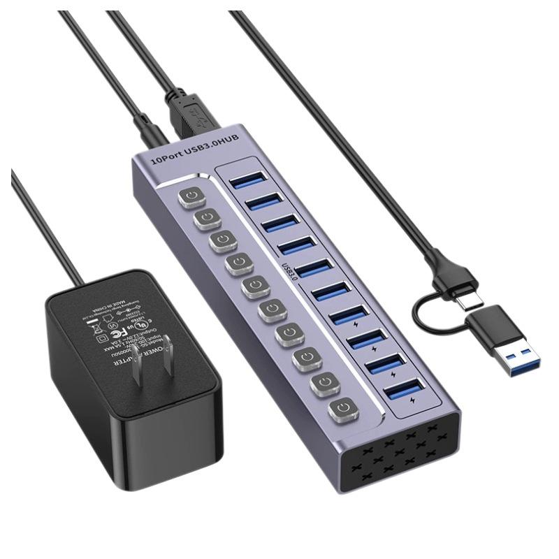 10-портовый USB 3.0 концентратор-расширитель для ноутбуков, телефонов и настольных компьютеров