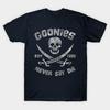 Мужская черная футболка с принтом The Goonies Never Say Die, потертый принт на трансферной бумаге без вырезки, хлопковая футболка
