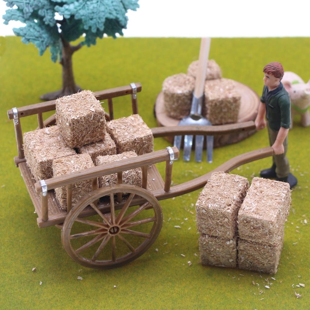 4Pcs Mini Natural Square Round Hay Bale Straw Hay Bale Blocks Dollhouse Farm Garden Thanksgiving Autumn Western Party Poprop