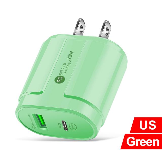 Быстрое зарядное устройство PD20W QC 3.0, EU US вилка, универсальный настенный адаптер с несколькими USB C, зарядное устройство для телефона для iPhone 14 Samsung Xiaomi Huawei