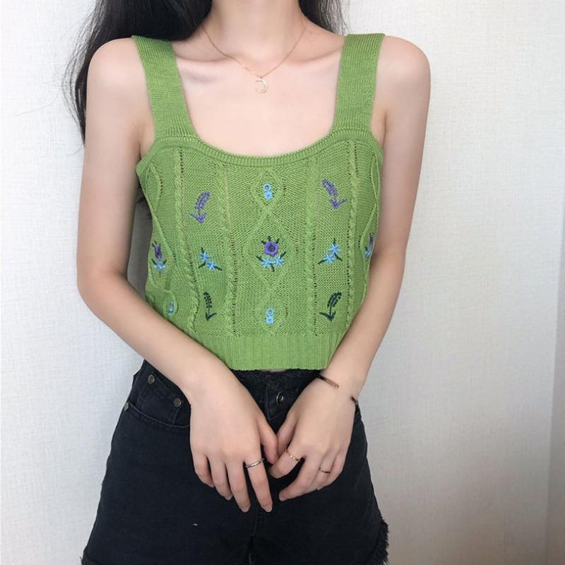 Топ-топ с бретелькой через шею для женщин в стиле Хёна Spice Girl, новый летний дизайн, чувство низа, короткий трикотажный топ для ношения прилива