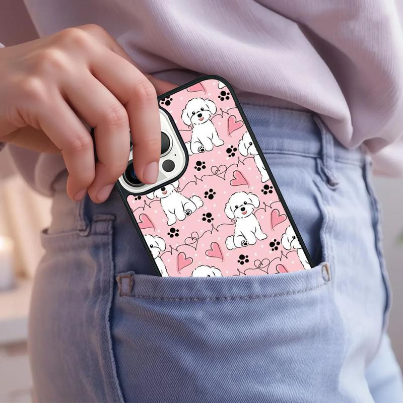 Cute Cartoon Bichon Frise Phone Case For iPhone 17 Air 15 16e 14 13 Pro Max Coque 12 11 Pro Max PLUS cover