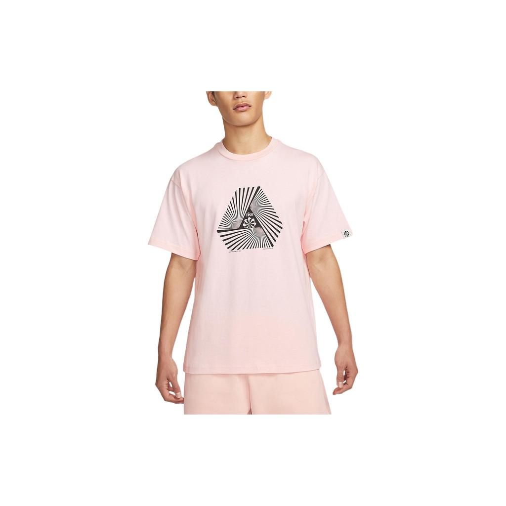 Nike Geometric Pattern Print Crew Neck Short Sleeve T-Shirt Men Tops Pink DV0679-610