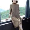 High-quality Women's Houndstooth Sweater Dress Loose Large Size Knitted Dress Long Pullover Sweater with Pockets
