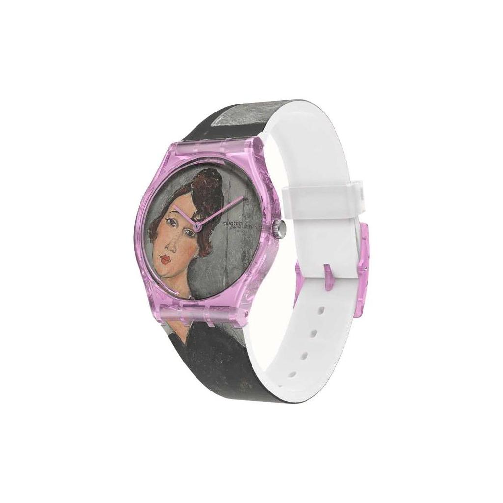 Swatch Кварцевые часы Ponderosa Special Edition, водонепроницаемые 30 м, 34 мм, цветочный циферблат, пластиковый корпус, силиконовый ремешок, унисекс, GZ356