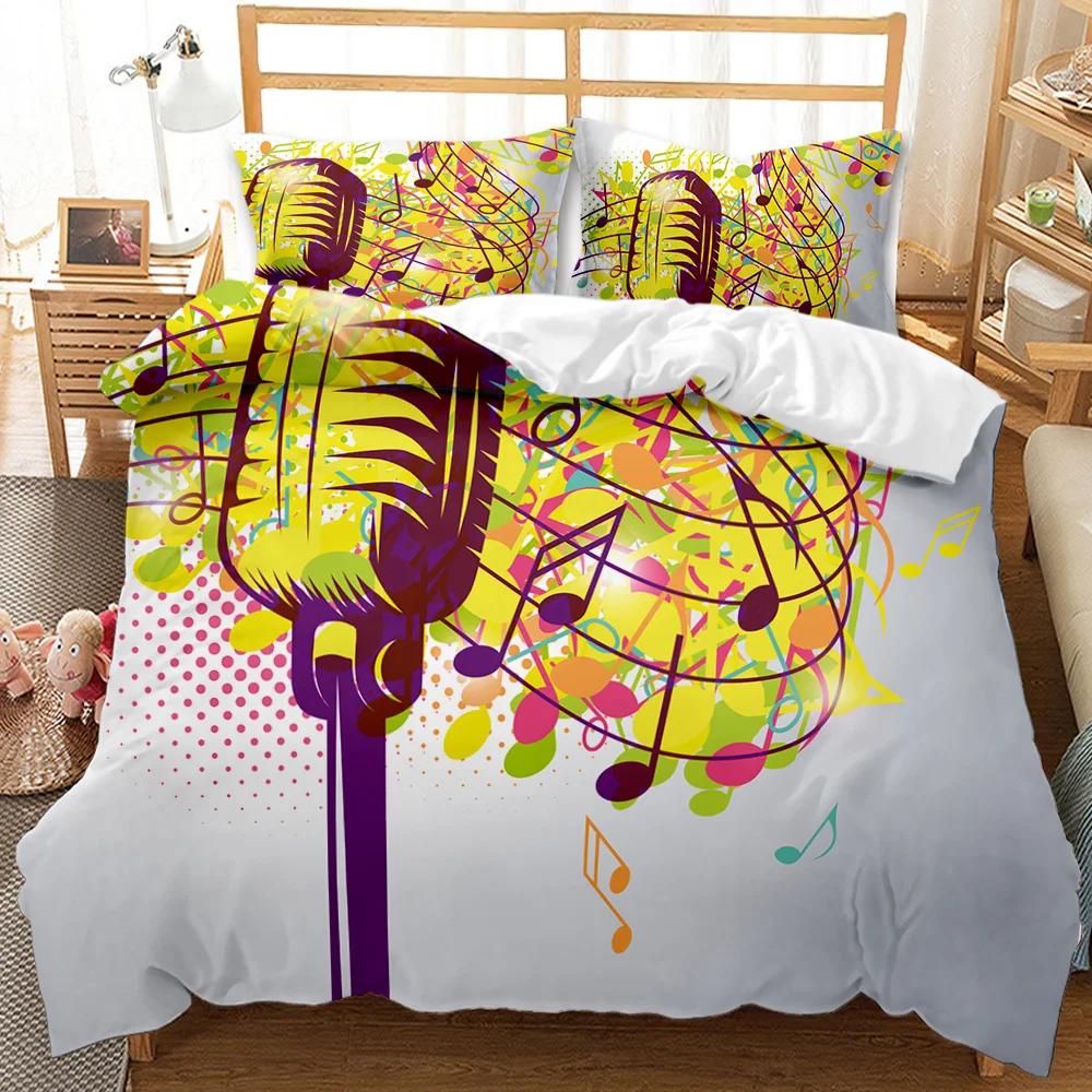 Комплект постельного белья Music Series Rainbow Music Notes Tie Dye, комплект постельного белья Music Party Double Queen King Size, полиэстеровое одеяло