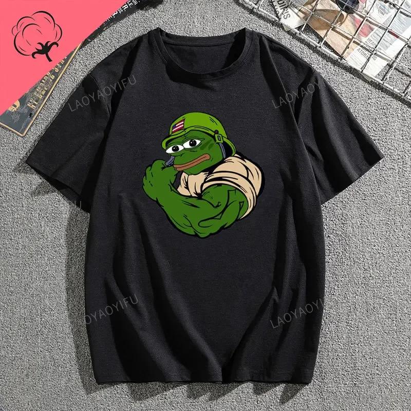 Pe Pe The Frog Meme Emote Cotton Unisexs Clothing Vintage Fashion Frog Animal Ladies Summer Kawaii Tees Funny Gift Casual Shirt