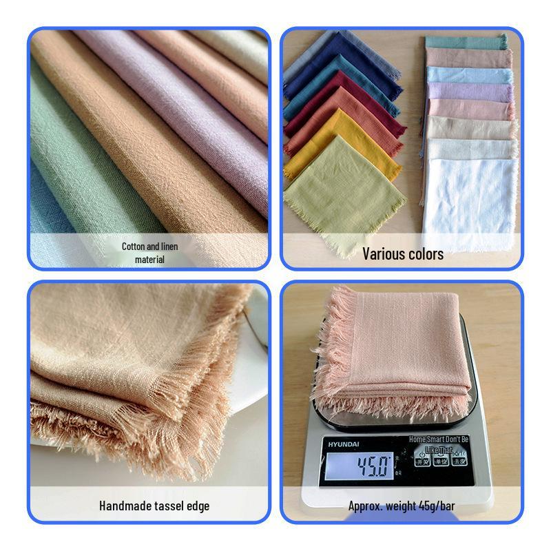 Разноцветная хлопково-льняная салфетка с кисточками для свадеб и обеденного стола