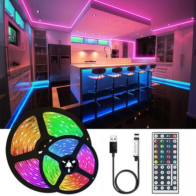5050 RGB светодиодная лента для спальни, SMD, ТВ, подсветка, лента, диодная лента, гибкие не водонепроницаемые светильники для декора комнаты, бара