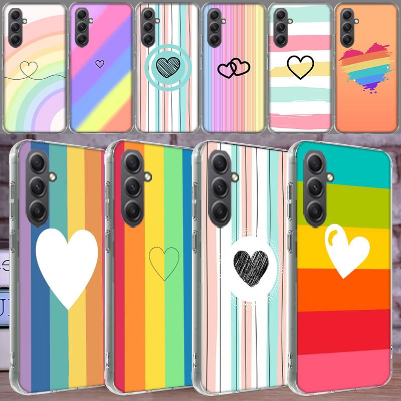 Rainbow Gradient Love Phone Case for Samsung A16 A26 A36 A56 A17 A37 A57 A07 A06 A02S A03 A04S A05S Galaxy Note 20 10 A50S A71 A